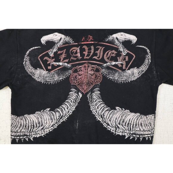 Y2K Xzavier Lizard Skeleton Zip Hoodie Black XL Emo Grunge Style “Live Free” - Picture 8 of 14